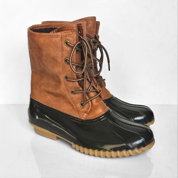 the original duck boot Shoes - The Original Duck Boot Women's Arianna Rain Boots Size 8.5 Chestnut Brown Tan